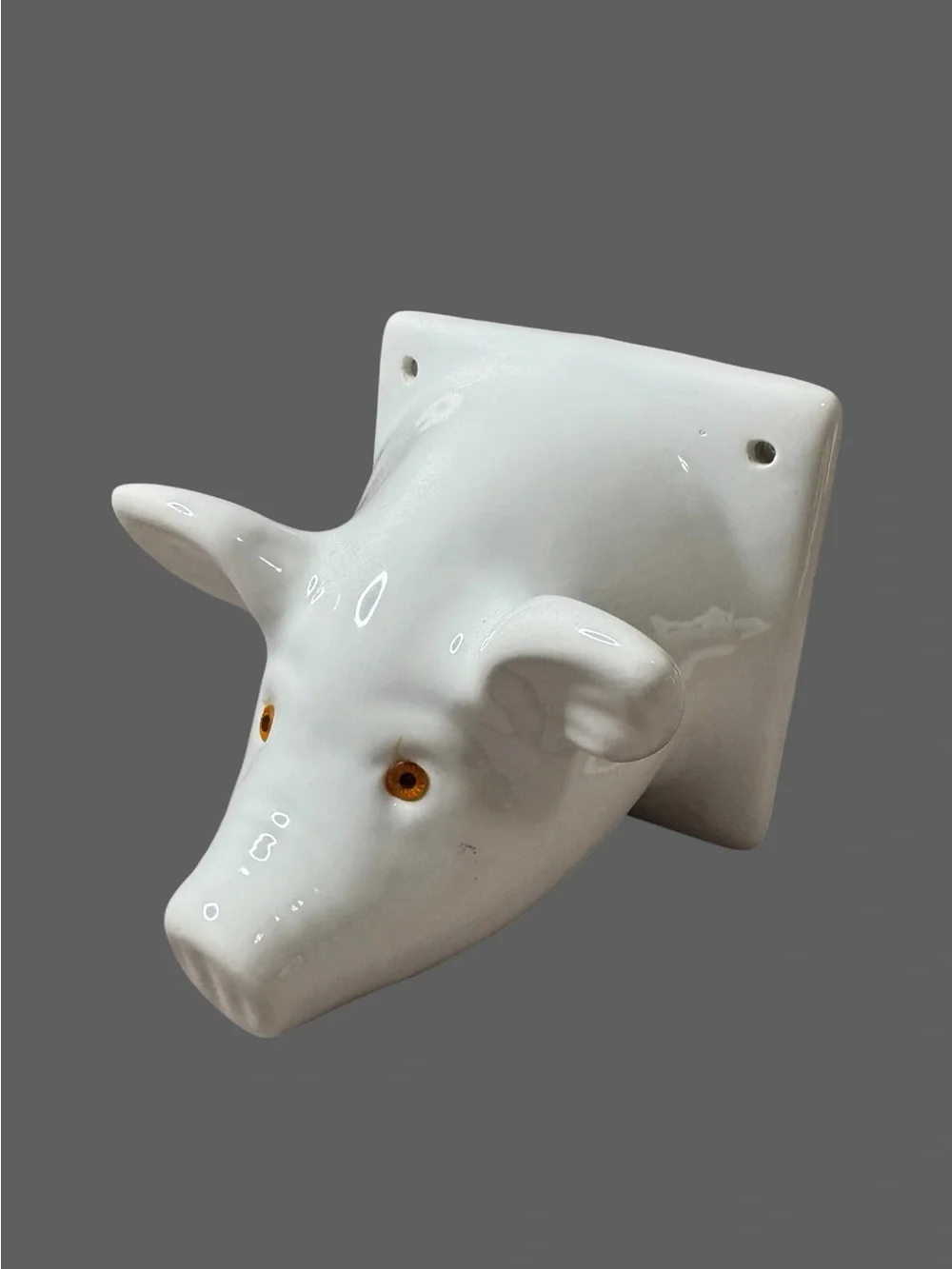 White Ceramic Pig Wall Decor - Playful Accent